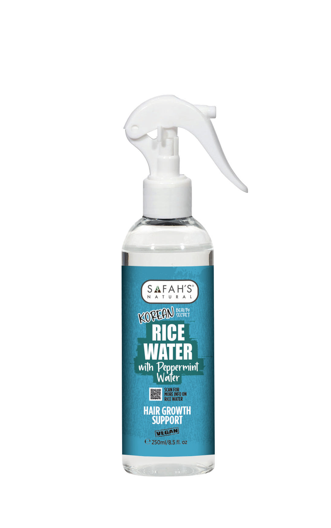 Safah's Rice Water spray bottle on a white background