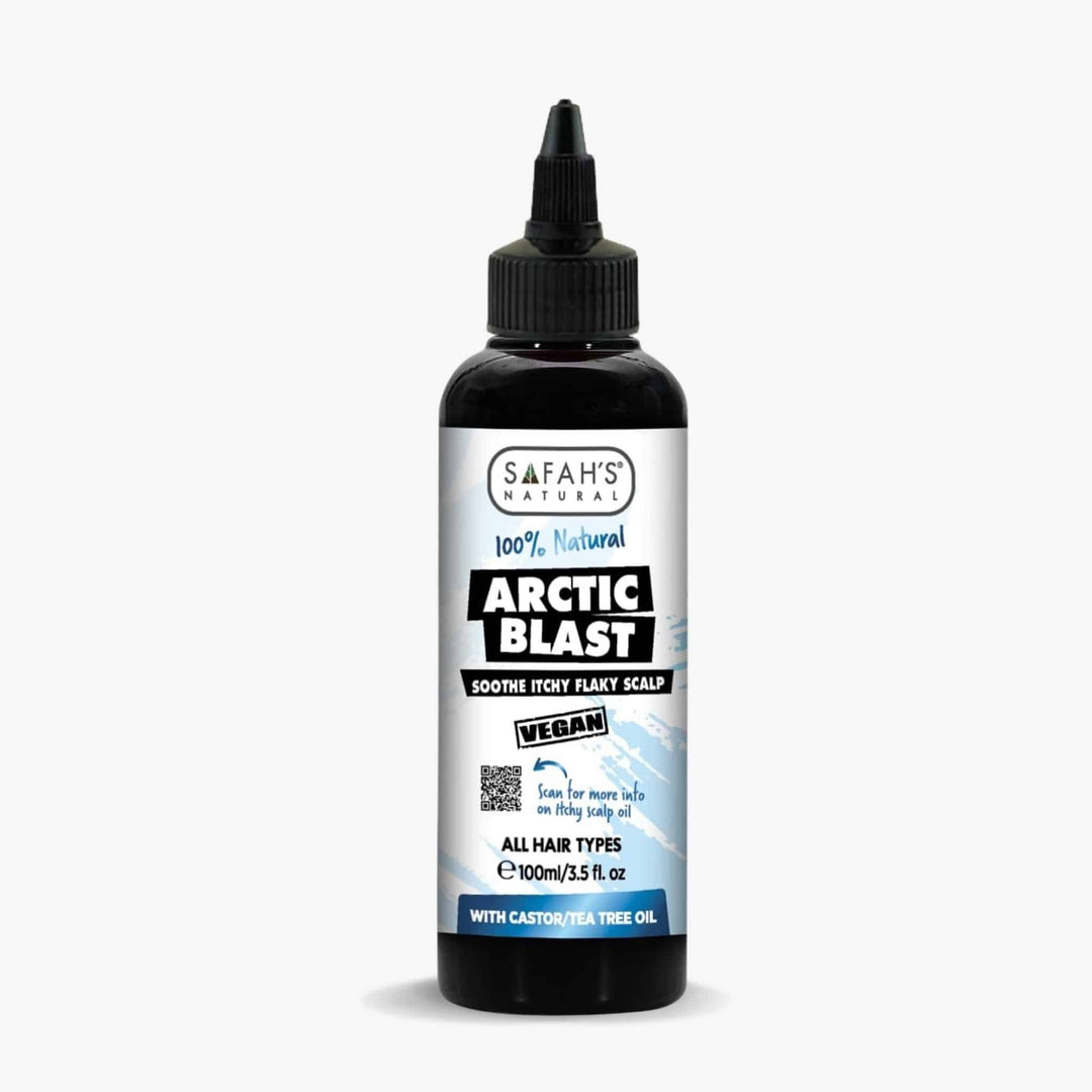 Bottle of Safah's Naturals Arctic Blast hair product on a white background