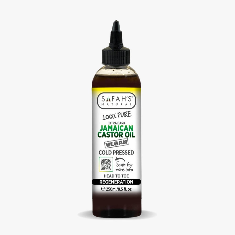 Bottle of Safah's Jamaican Castor Oil on a white background 250ml