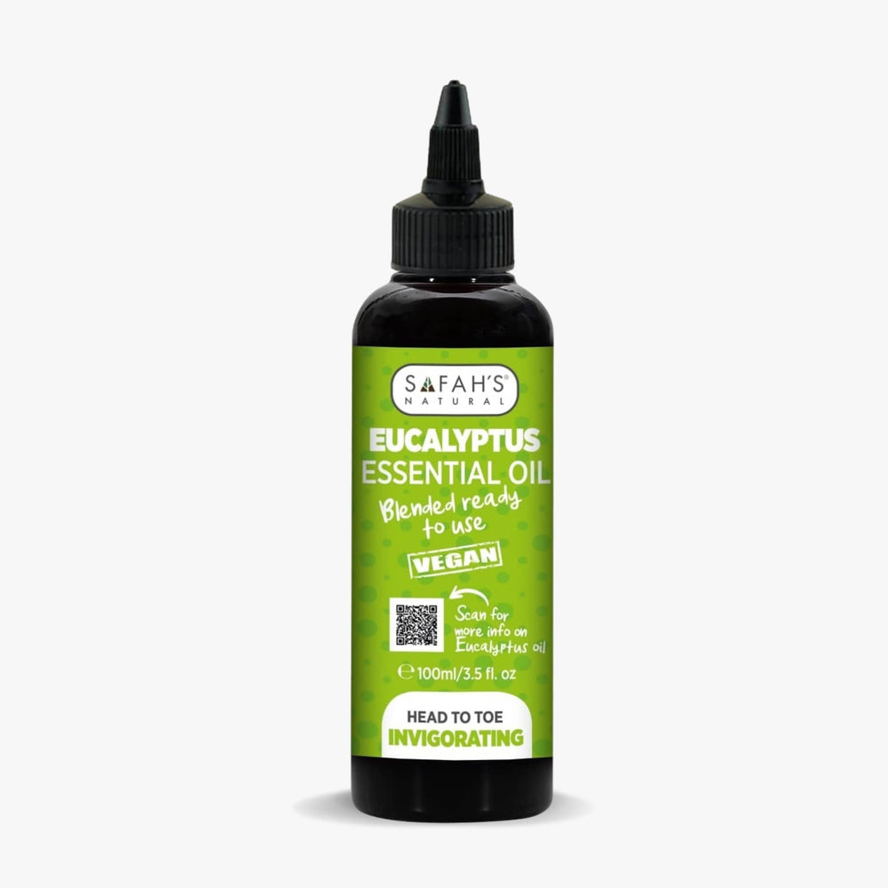 Safah's Eucalyptus Essential Oil bottle on a white background 100ml