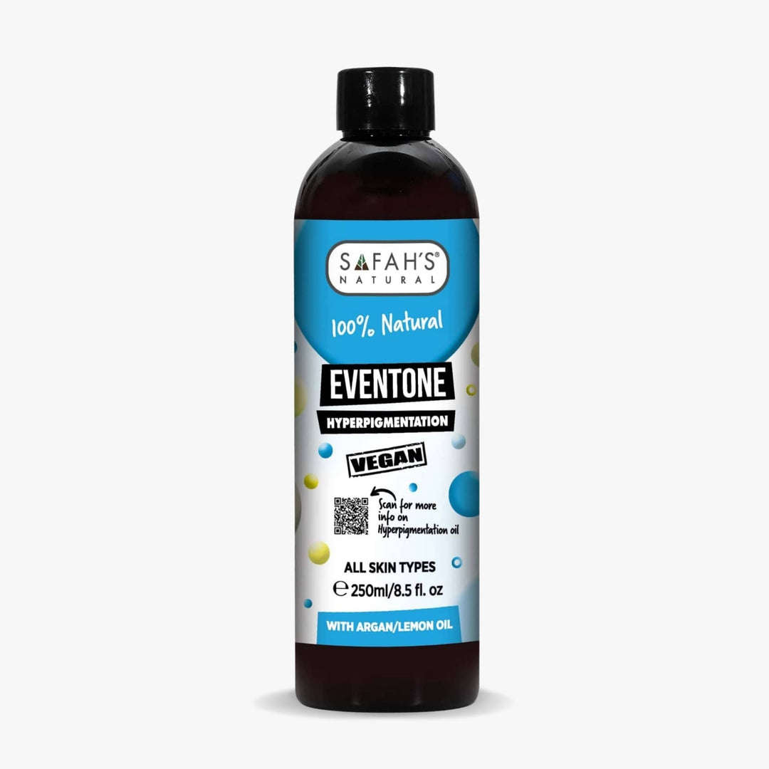 Safah's Naturals Eventone bottle on a white background