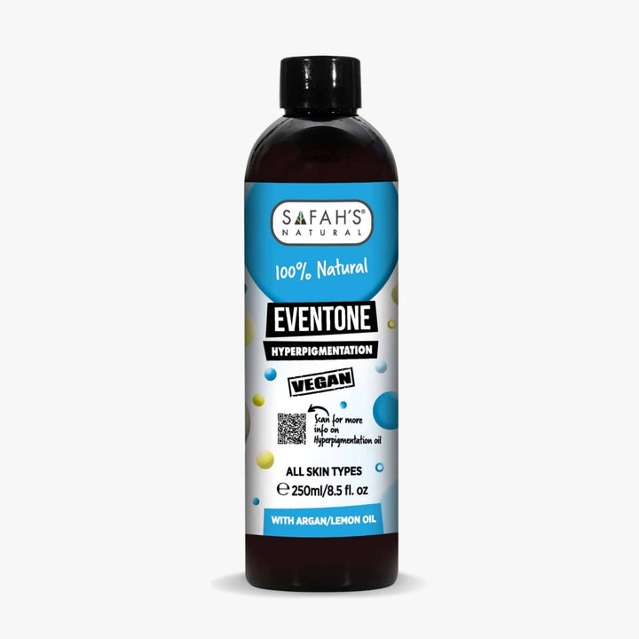 Safah's Naturals Eventone bottle on a white background