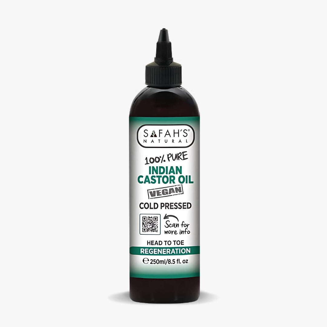 Safah's Natural Indian Castor Oil bottle on a white background 250ml