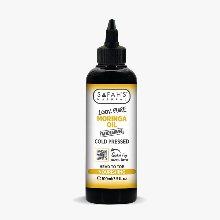 Safah's Natural Moringa oil bottle on a white background 100ml