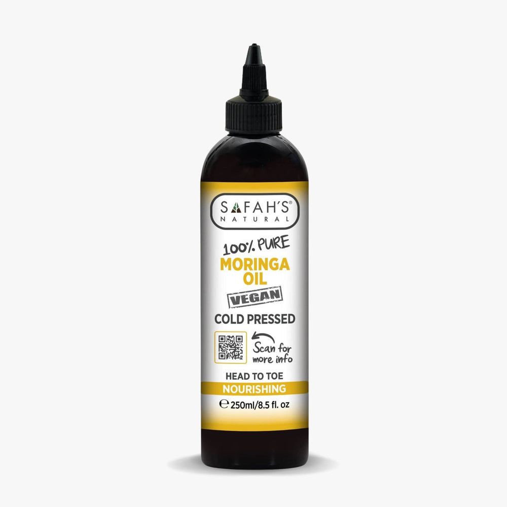 Bottle of Safah's Natural 100% Pure Moringa Oil on a white background 250ml