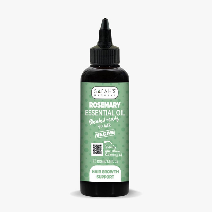Safah's Naturals Rosemary Essential Oil bottle on a white background 100ml