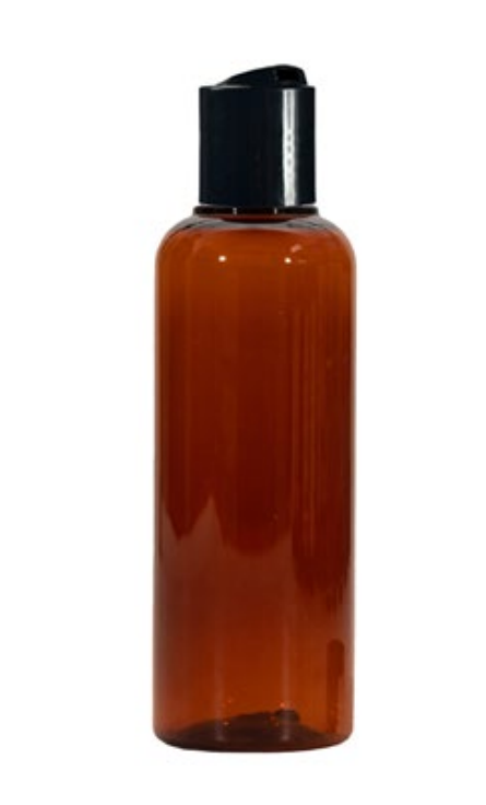 BROWN BOTTLE PLASTIC (DISC TOP LID) 150ML