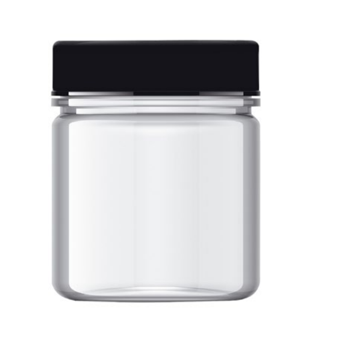 CLEAR JAR PLASTIC (TRAVEL SIZE) BLACK LID 100ML