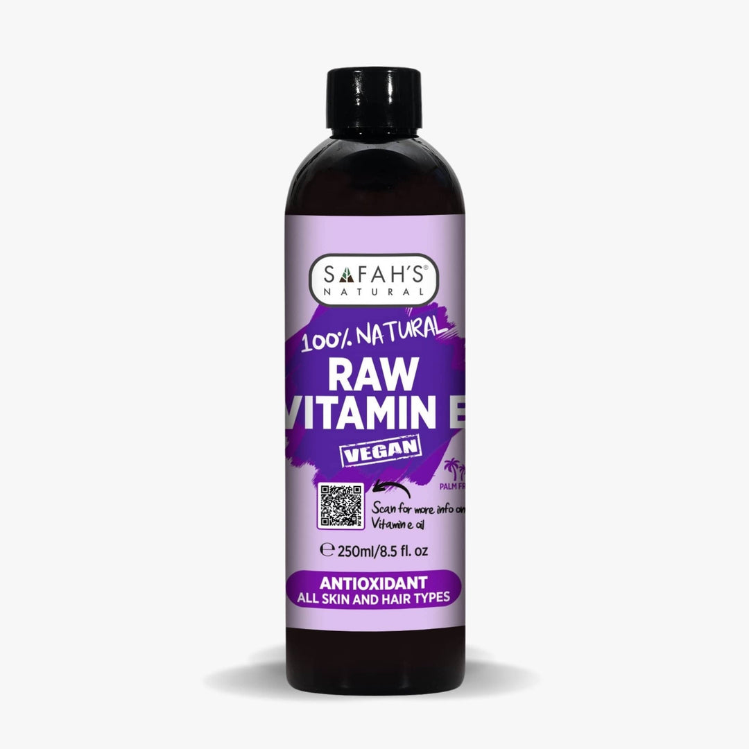 Safah's Naturals Raw Vitamin E bottle on a white background 250ml