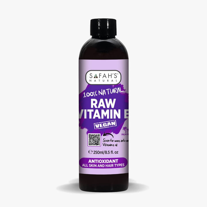 Safah's Naturals Raw Vitamin E bottle on a white background 250ml