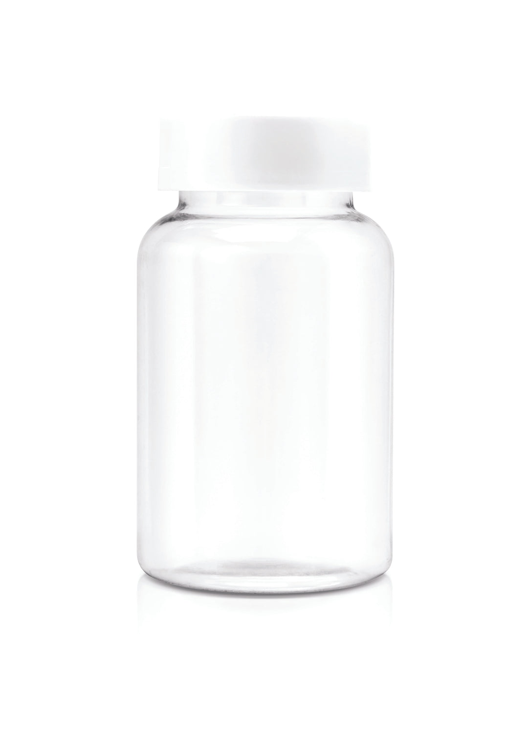 CLEAR PILL JAR WITH WHITE LID (30 PILLS APPROX) 120ML