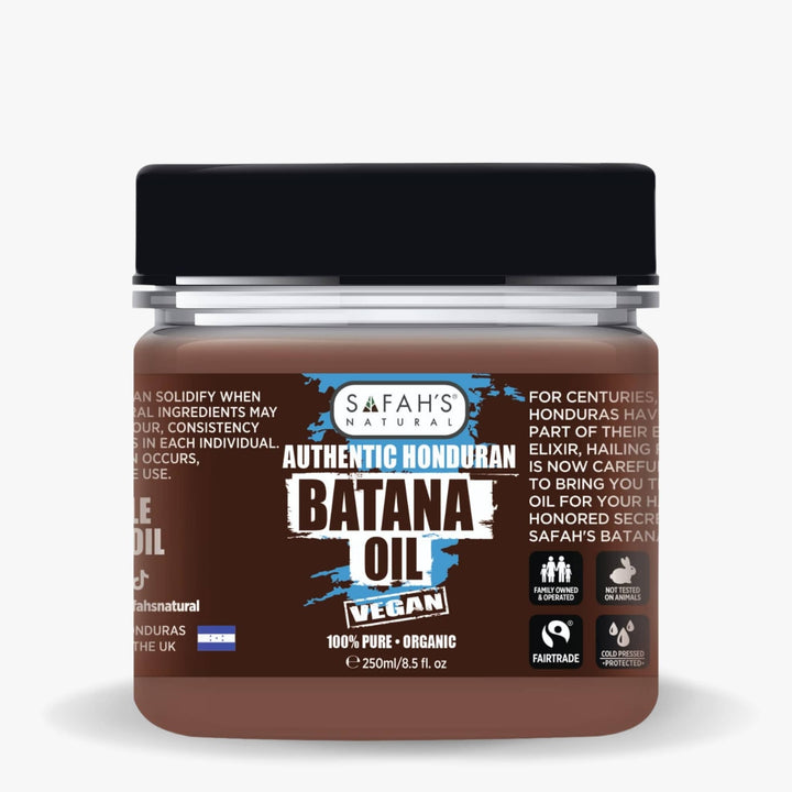 Safah’s Natural Batana Oil 250ml – Premium authentic Honduran oil, 100% pure, organic, and vegan formula for intensive hair and skin nourishment.