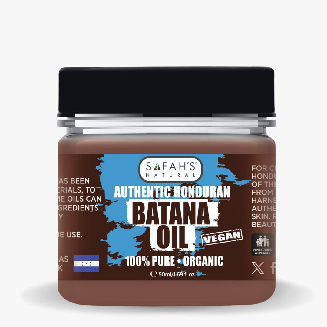 Safah’s Natural Batana Oil 50ml – Authentic Honduran formula, 100% pure, organic, and vegan oil for hair repair and skin nourishment.
