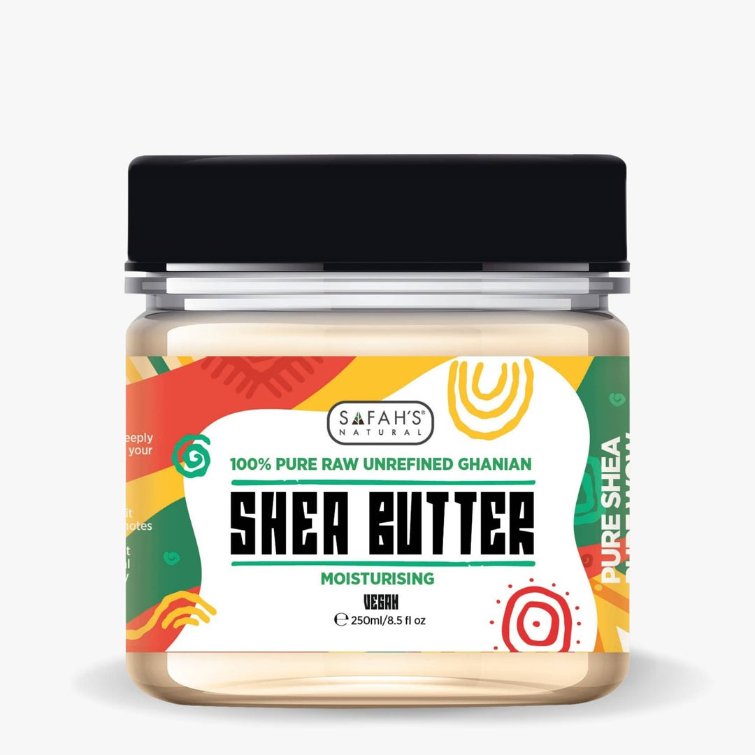 Safah’s Natural Ghanaian Shea Butter 250ml – Raw, unrefined, and vegan moisturizing butter for smooth, nourished, and healthy skin.