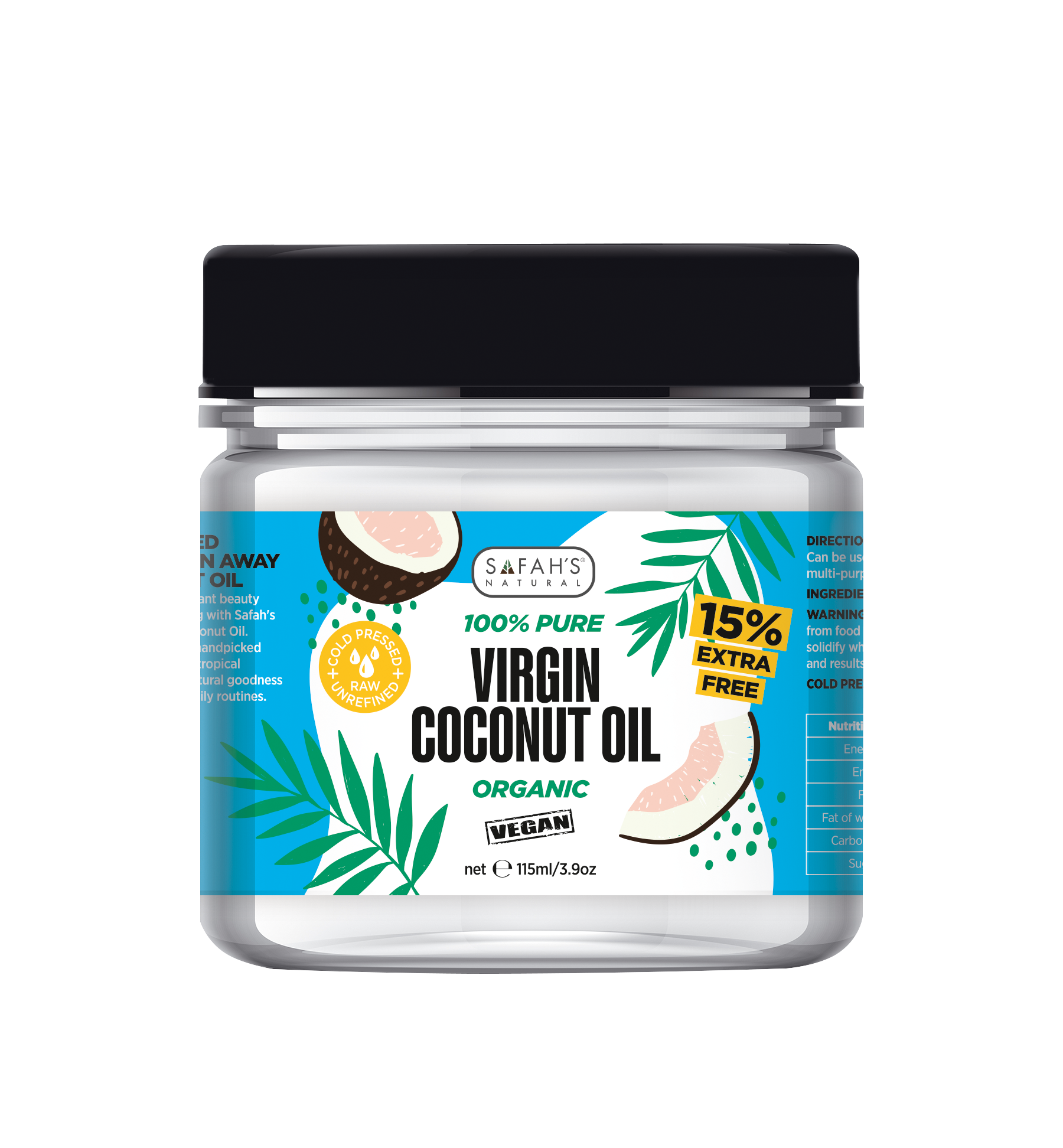 Organic Coconut oil 100% pure - Jar of Purity for Beauty and Wellbeing