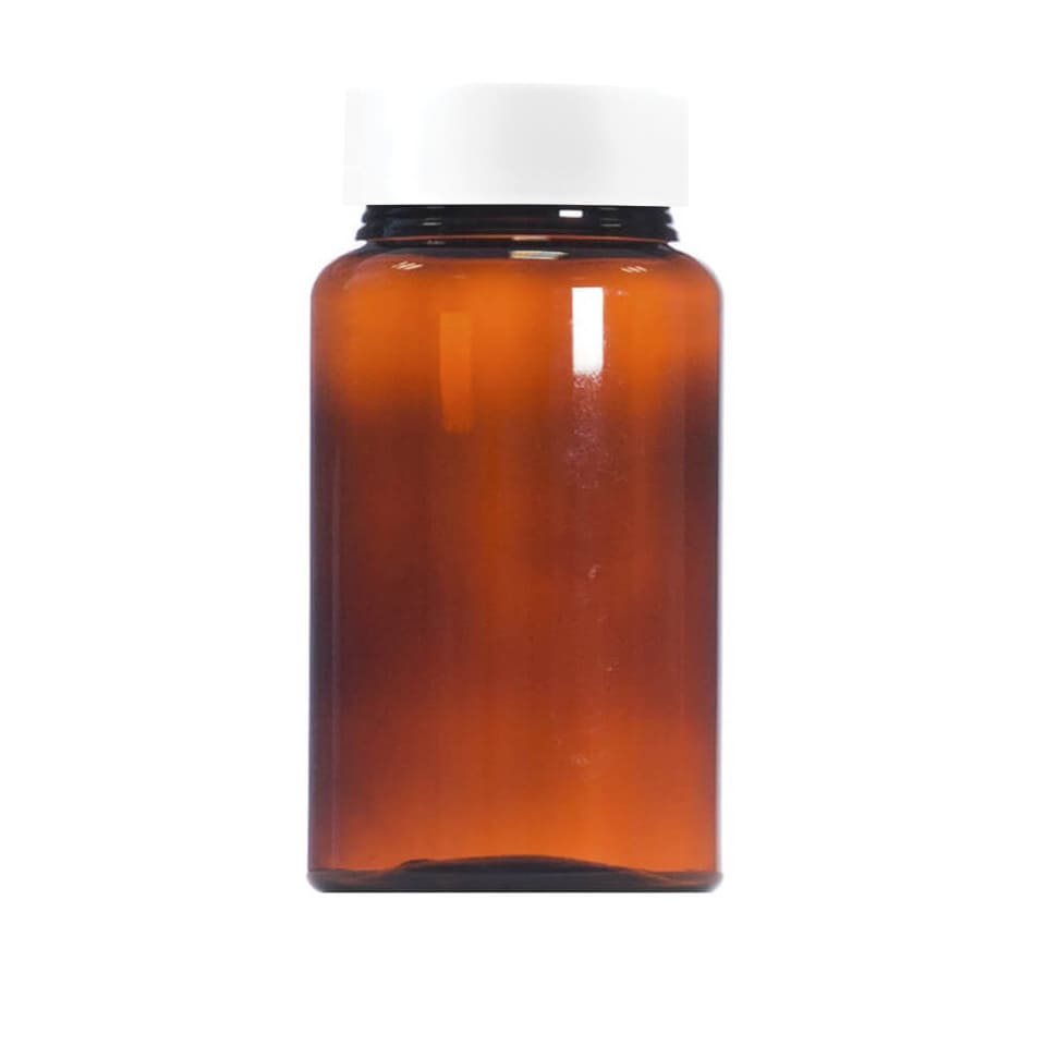 BROWN PILL JAR WITH WHITE LID (30 PILLS APPROX) 120ML